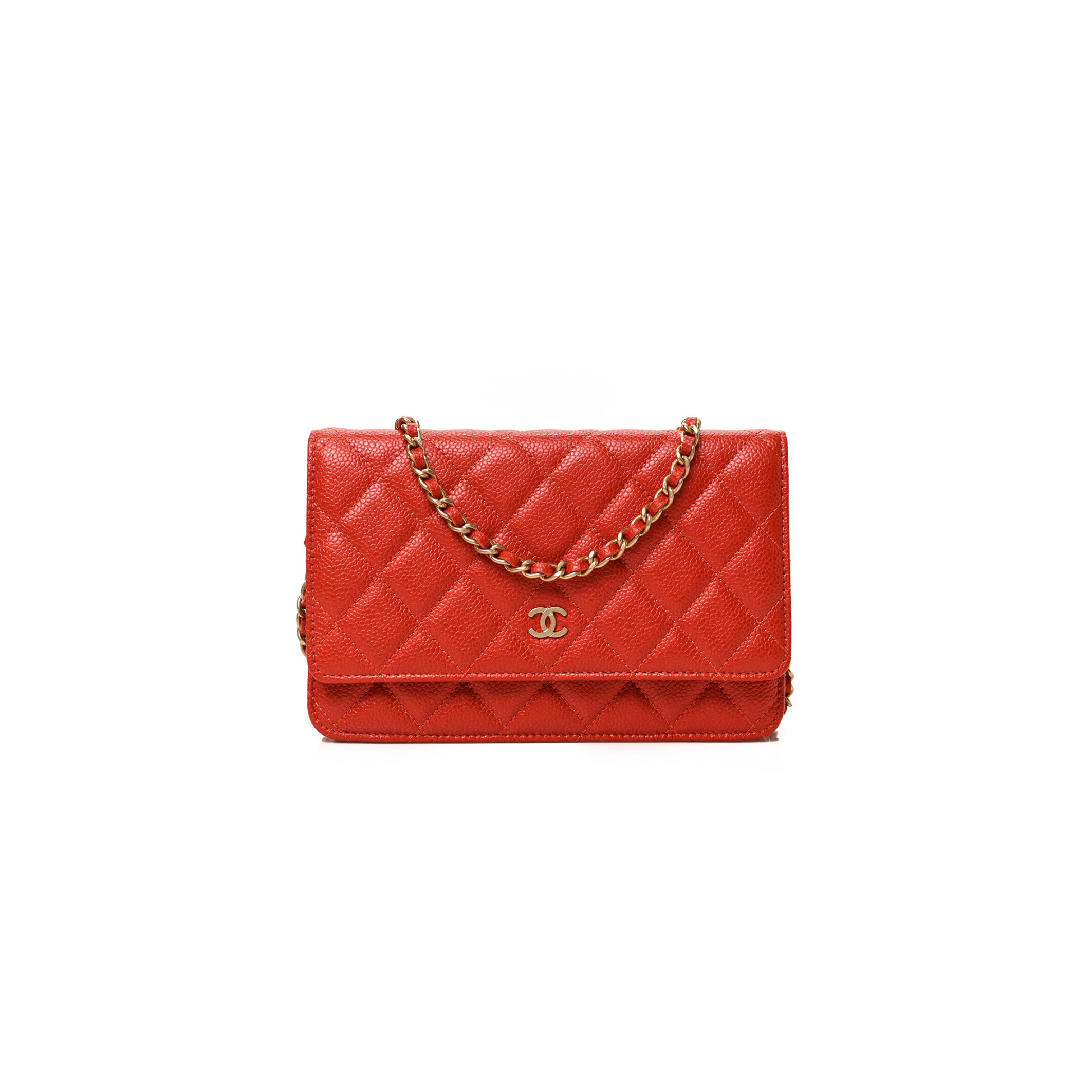 Ch*el caviar quilted wallet on chain woc red (19*13*4cm)